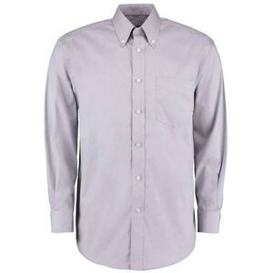 Kustom Kit Mens Oxford Classic Long-Sleeved Shirt / Silver